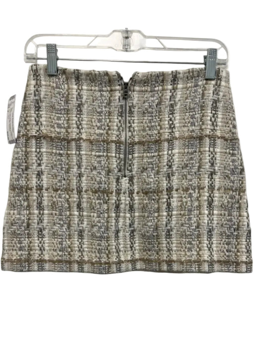 Alice + Olivia Size 4 White, Gray, Beige Polyester & Acrylic Tweed Boucle Skirt White, Gray, Beige / 4
