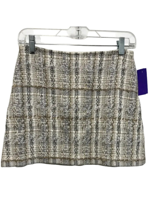 Alice + Olivia Size 4 White, Gray, Beige Polyester & Acrylic Tweed Boucle Skirt White, Gray, Beige / 4