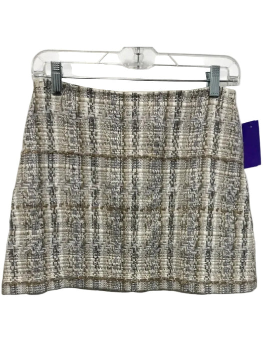 Alice + Olivia Size 4 White, Gray, Beige Polyester & Acrylic Tweed Boucle Skirt White, Gray, Beige / 4