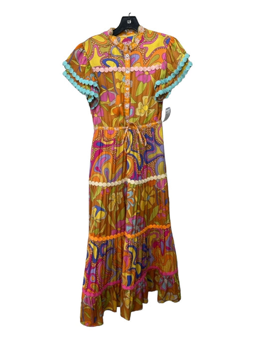 Celia B Size XS Multicolor Viscose & Rayon Button Front All Over Print Dress Multicolor / XS