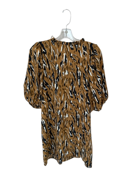 Michelle McDowell Size S Tan & black Polyester 3/4 Balloon Sleeve Dress Tan & black / S