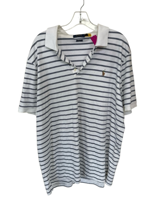 Polo Ralph Lauren Size XL White & Blue Cotton Striped Men's Polo White & Blue / XL