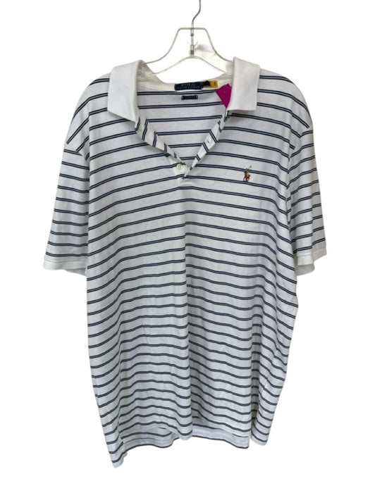Polo Ralph Lauren Size XL White & Blue Cotton Striped Men's Polo White & Blue / XL