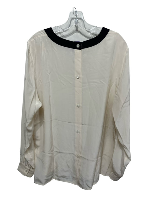 Salvatore Ferragamo Size 50 Cream & Black Silk Long Sleeve Top Cream & Black / 50