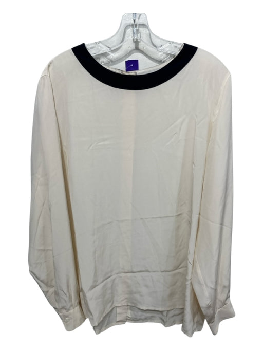 Salvatore Ferragamo Size 50 Cream & Black Silk Long Sleeve Top Cream & Black / 50