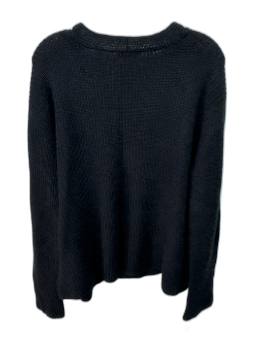 Vince Size L Black Wool Blend V Neck Ribbed Long Sleeve Sweater Black / L