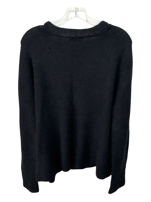 Vince Size L Black Wool Blend V Neck Ribbed Long Sleeve Sweater Black / L