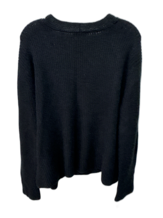 Vince Size L Black Wool Blend V Neck Ribbed Long Sleeve Sweater Black / L