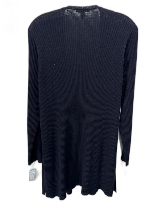 Eileen Fisher Size S Black Wool Open Front Ribbed Long Sleeve Cardigan Black / S