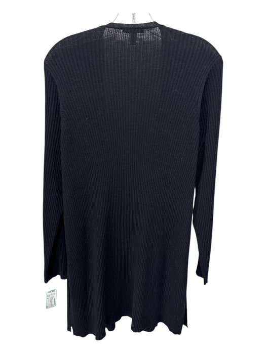 Eileen Fisher Size S Black Wool Open Front Ribbed Long Sleeve Cardigan Black / S