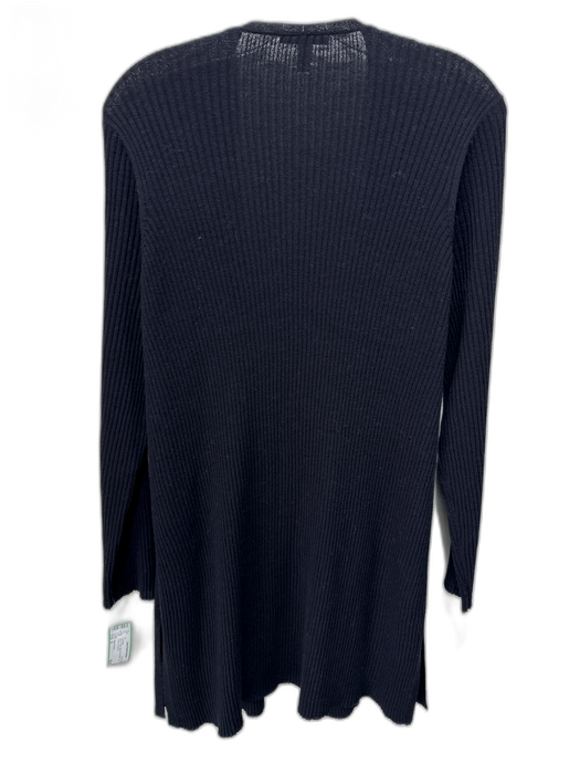 Eileen Fisher Size S Black Wool Open Front Ribbed Long Sleeve Cardigan Black / S