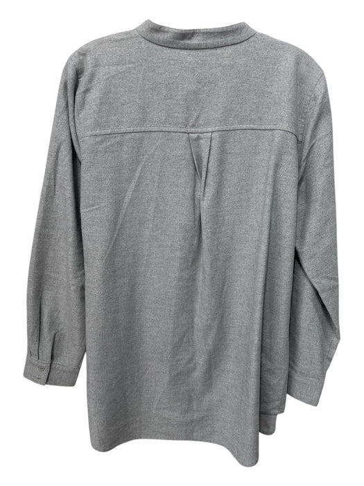 Eileen Fisher Size M Gray Cotton Button Down Front Pocket Long Sleeve Top Gray / M