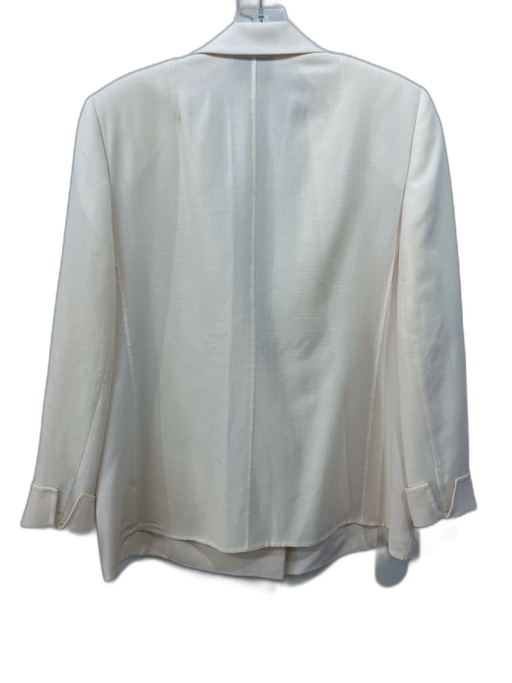 Akris Size 14 Cream White Viscose Snaps Shoulder Pads Long Sleeve Blazer Jacket Cream White / 14