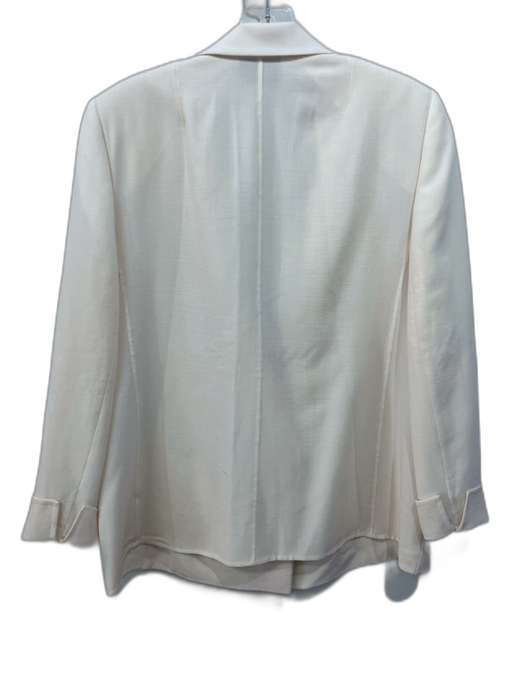 Akris Size 14 Cream White Viscose Snaps Shoulder Pads Long Sleeve Blazer Jacket Cream White / 14