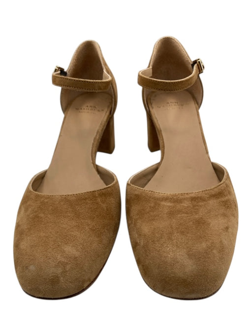 Ann Mashburn Shoe Size 38.5 Tan Brown Suede Round Toe Ankle Buckle Pumps Tan Brown / 38.5