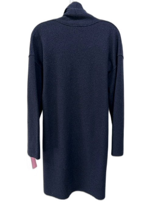 Eileen Fisher Size XS Navy Blue Wool Open Front Draped Thigh Length Coat Navy Blue / XS