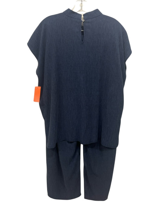 Eileen Fisher Size XS Navy Blue Tencel Blend Short Sleeve Textured Top Navy Blue / XS
