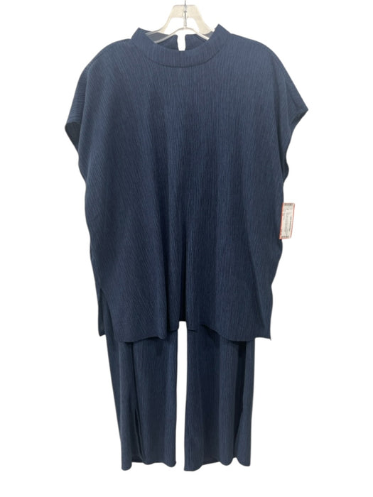 Eileen Fisher Size XS Navy Blue Tencel Blend Short Sleeve Textured Top Navy Blue / XS