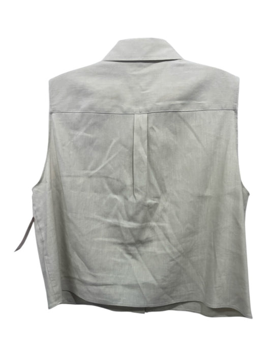 Theory Size L Tan Linen Blend Sleeveless Collar Button Up Top Tan / L