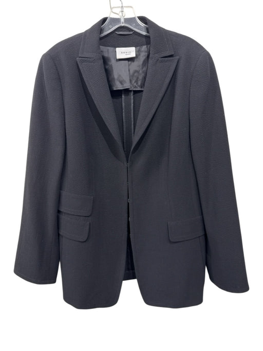 Akris Punto Size 14 Black Wool Lapel Textured Thin Blazer Jacket Black / 14