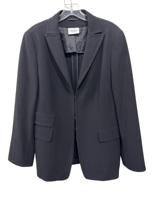 Akris Punto Size 14 Black Wool Lapel Textured Thin Blazer Jacket Black / 14