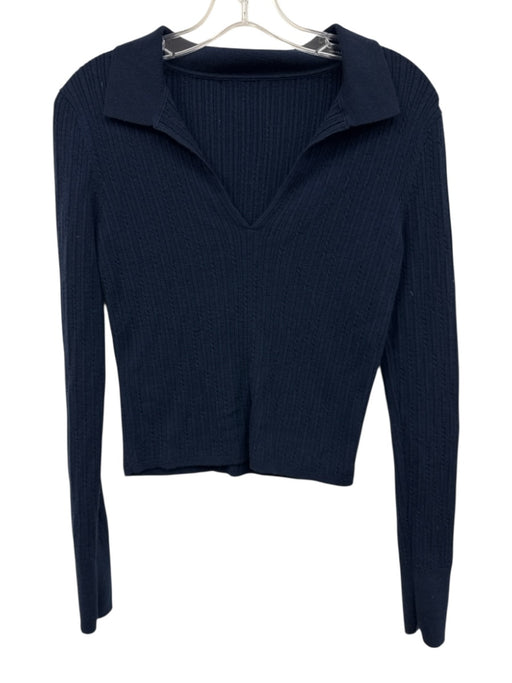 Lululemon Size S Navy Blue Merino Wool Blend Long Sleeve Cable Knit Collar Top Navy Blue / S