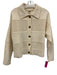 Magaschoni Size L White Cotton Collar Open Knit Button Up Jacket White / L