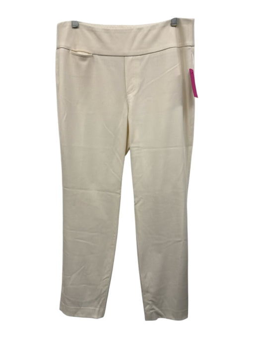 Nic + Zoe Size 12 White Polyester Blend Elastic Waist High Rise Pants White / 12