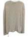 Theory Size L Cream White Cotton Blend Long Sleeve Fringe Hem Crew Neck Sweater Cream White / L