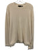 Theory Size L Cream White Cotton Blend Long Sleeve Fringe Hem Crew Neck Sweater Cream White / L