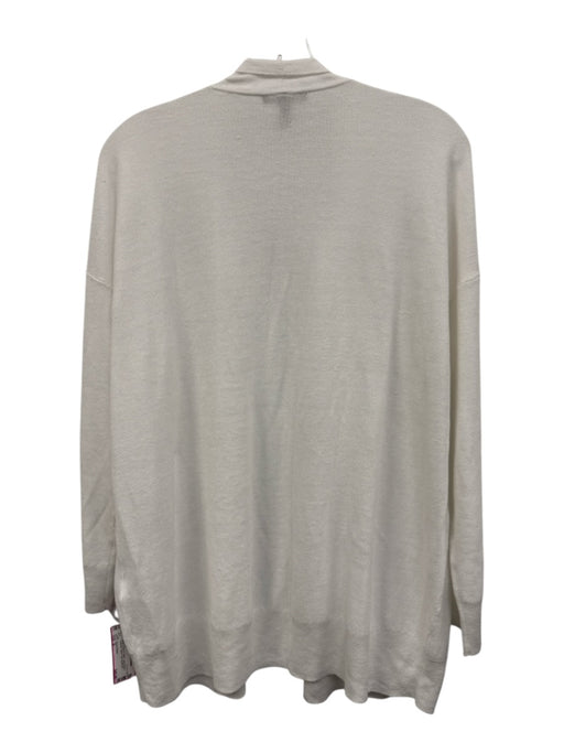 Eileen Fisher Size S White Linen & Cotton Long Sleeve Textured Cardigan White / S