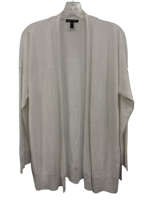 Eileen Fisher Size S White Linen & Cotton Long Sleeve Textured Cardigan White / S
