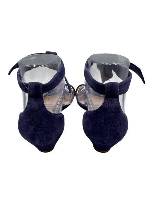 Birman Shoe Size 39 Indigo Blue Suede open toe Ankle Tie Round Toe Flats Indigo Blue / 39