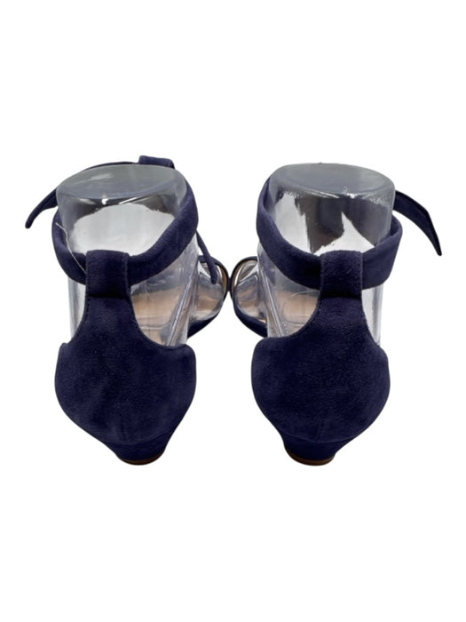 Birman Shoe Size 39 Indigo Blue Suede open toe Ankle Tie Round Toe Flats Indigo Blue / 39