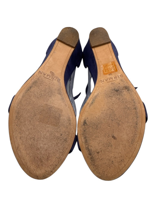 Birman Shoe Size 39 Indigo Blue Suede open toe Ankle Tie Round Toe Flats Indigo Blue / 39