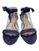 Birman Shoe Size 39 Indigo Blue Suede open toe Ankle Tie Round Toe Flats Indigo Blue / 39
