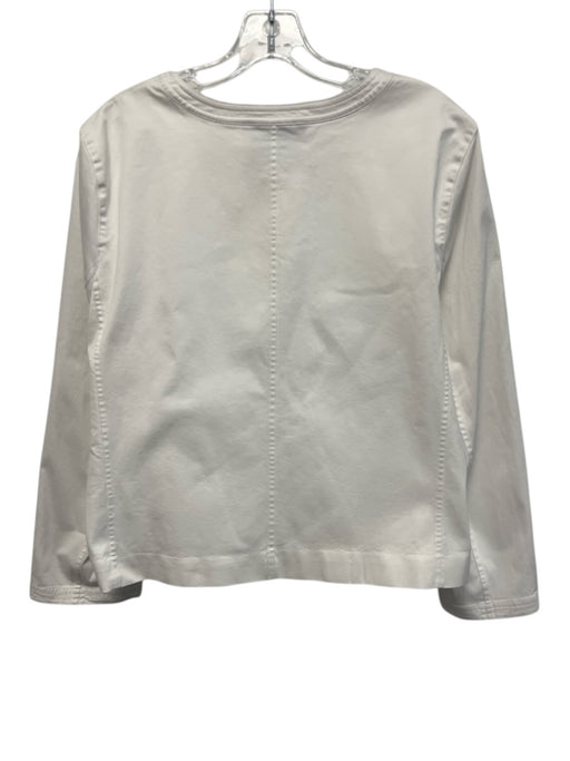 Lafayette 148 Size XS White Cotton Long Sleeve Collarless Zip Up Jacket White / XS