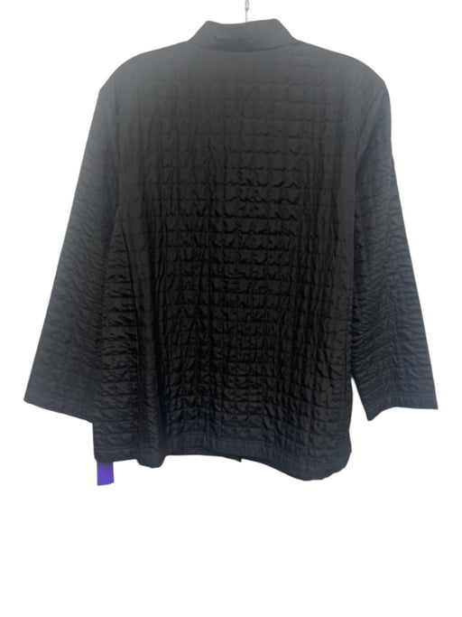 Eileen Fisher Size S Black Silk Long Sleeve Quilted Snap Buttons Thin Jacket Black / S