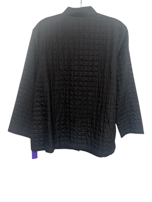 Eileen Fisher Size S Black Silk Long Sleeve Quilted Snap Buttons Thin Jacket Black / S