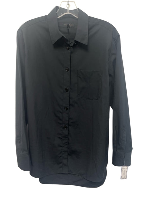 Rag & Bone Size M Black Cotton Long Sleeve Button Up Collar Long Top Black / M