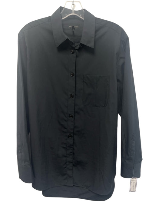 Rag & Bone Size M Black Cotton Long Sleeve Button Up Collar Long Top Black / M