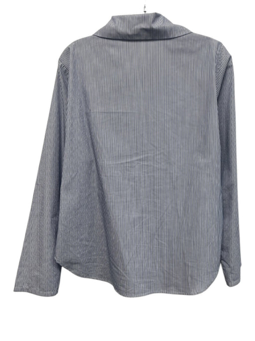 Vitamin Size L Blue & White Cotton Blend Long Sleeve Pin Stripe Collar Top Blue & White / L