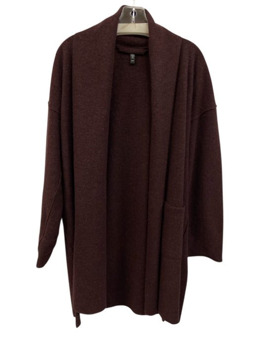 Eileen Fisher Size XS Purple Wool Open Front Pockets Long Sleeve Cardigan Purple / XS