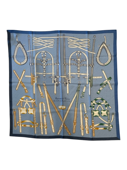 Hermes Light Blue Print Silk Horsebit Square scarf Light Blue Print / 90cm