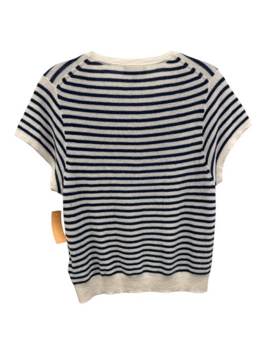J Crew Size XL White & Navy Cashmere Horizontal Stripes Short Sleeve Top White & Navy / XL