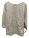 Ann Mashburn Size M White & Beige Cotton Horizontal Stripes Wide Neck Top White & Beige / M