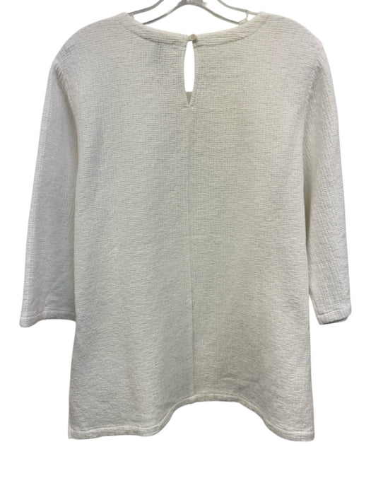 Eileen Fisher Size L White Tencel Gauze 3/4 Sleeve Top White / L