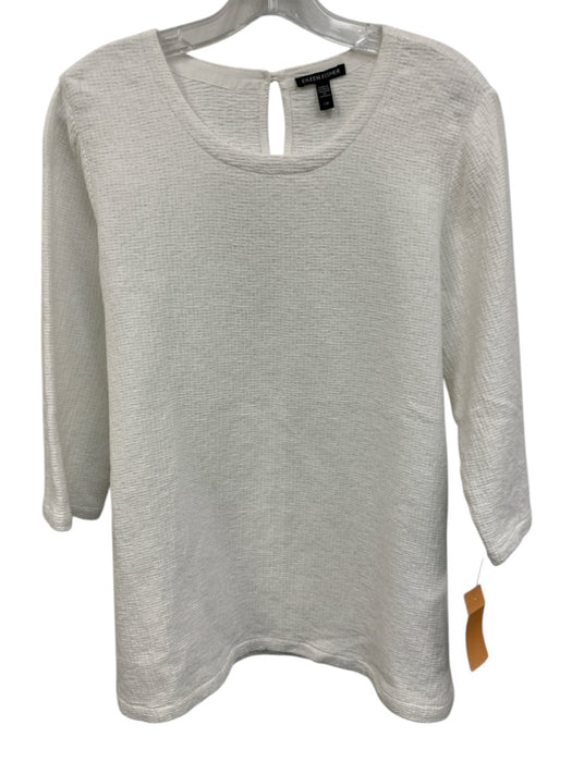 Eileen Fisher Size L White Tencel Gauze 3/4 Sleeve Top White / L