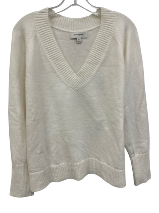 Banana Republic Size XL White Cotton V Neck Ribbed Detail Long Sleeve Sweater White / XL
