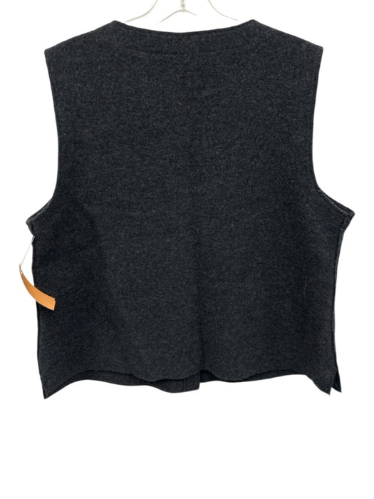 Eileen Fisher Size L Charcoal Gray Wool Button Down V Neck Vest Charcoal Gray / L